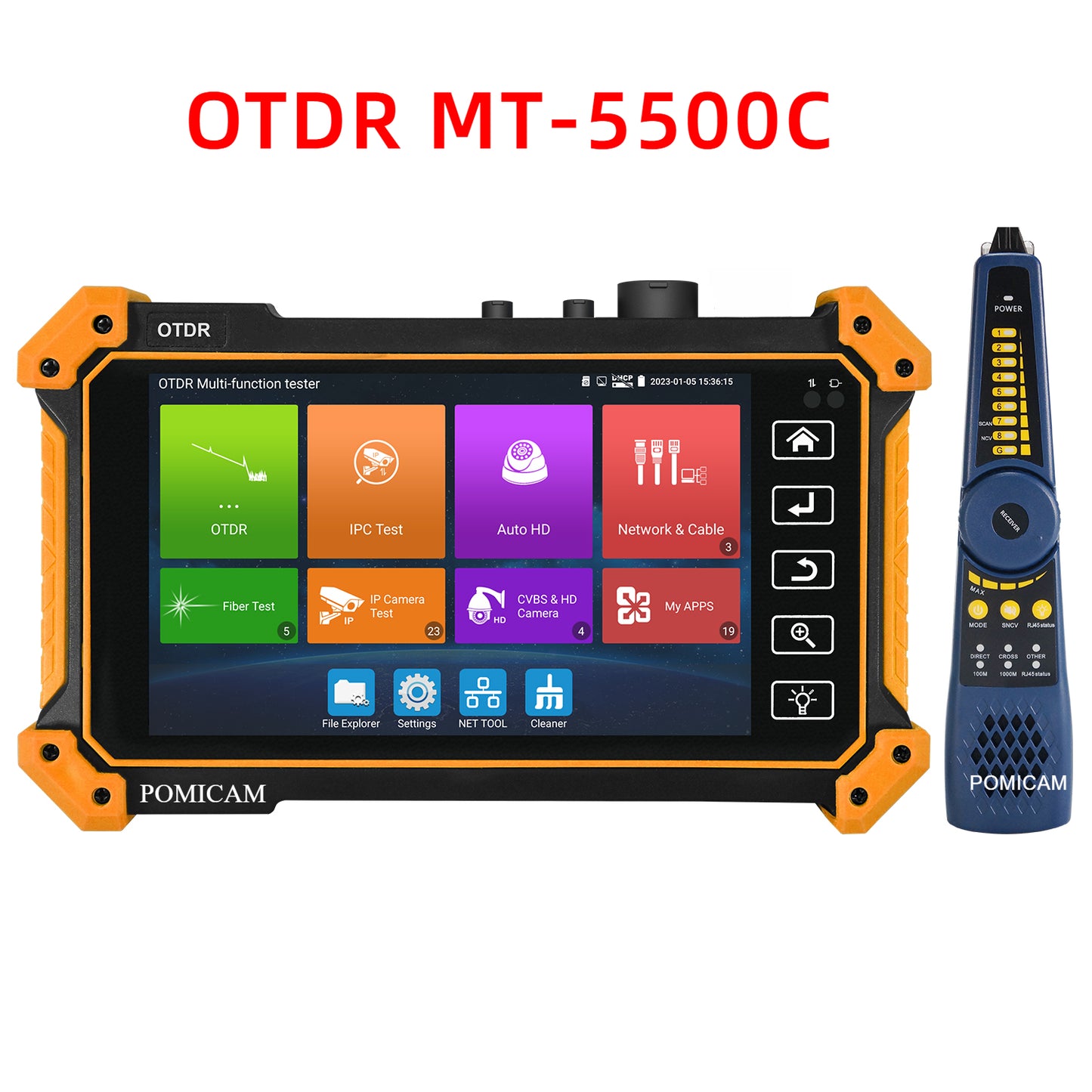 MT-5500C OTDR Test 1310/1550/1610nm optional 28/26dB optional 5.4"IPS IP Camera Built-in Visual Fault Locator & Optical Power Meter with Cable Tracer