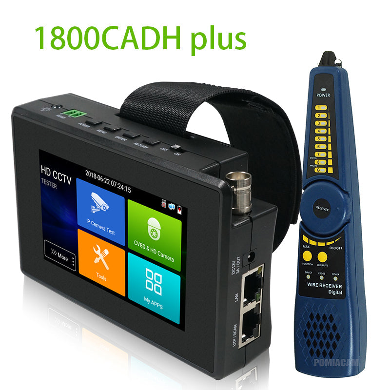 IPC Tester Portable Network Camera Tester 4K/H.265 IP CVBS CVI TVI AHD Analog Camera Tester POE Output,CCTV Test, PTZ 5-in-1 Multi-Function Monitoring Tester 1800CADH PLUS