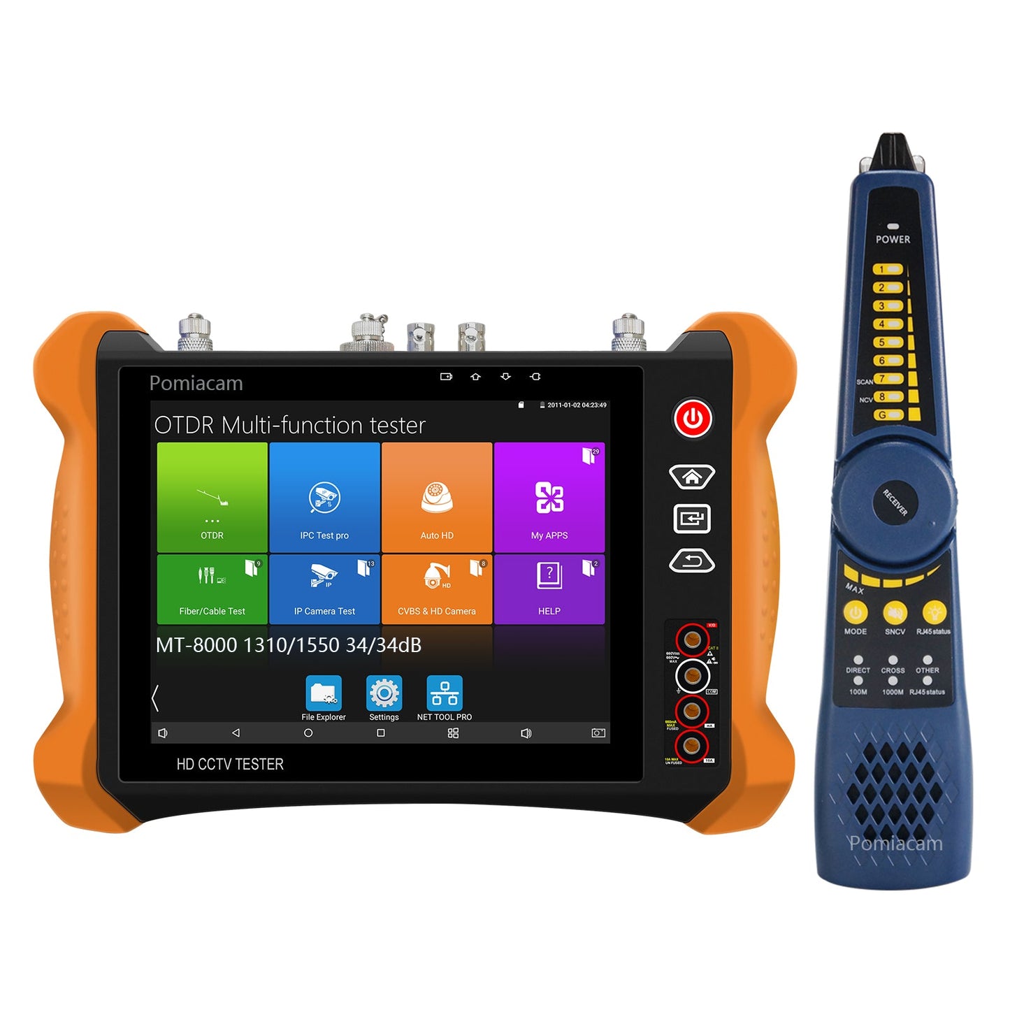 OTDR CCTV Tester MT-8000 OTDR Fiber Optic Tester Built-in DMM OPM OLS VFL Event Card TVI CVI AHD IP CVBS Camera Test PoE/HDMI Input/RJ45 Cable TDR Test 8" Touch Screen