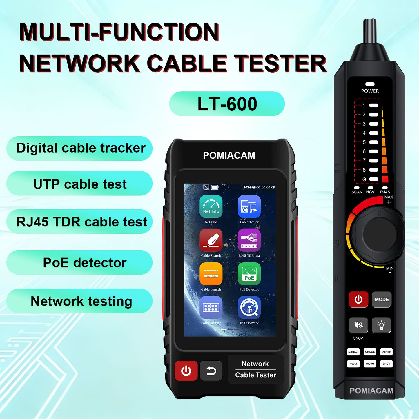 LT-600 series Network Cable Tester RJ45 Tester Lan Tester 4 inch IPS touch screen Tool Kit