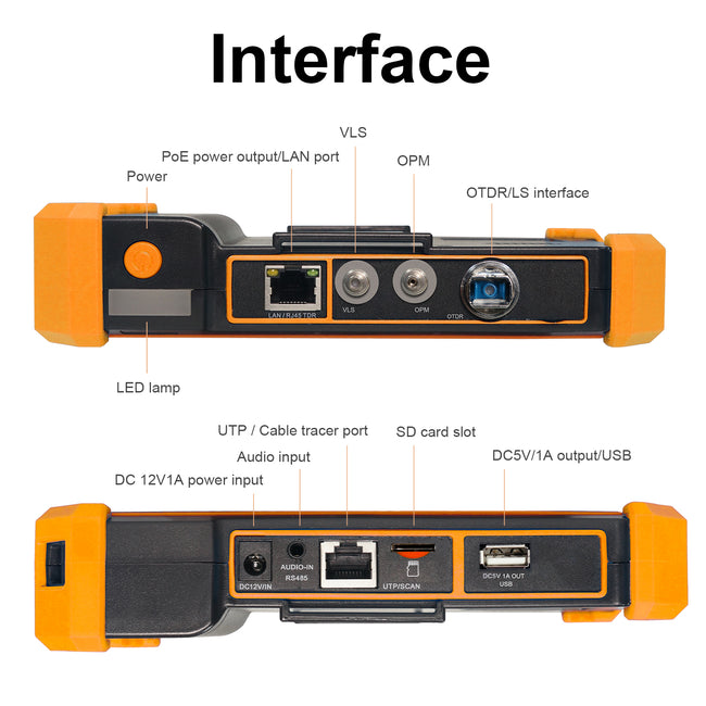 MT-5500C OTDR Test 1310/1550/1610nm optional 28/26dB optional 5.4"IPS IP Camera Built-in Visual Fault Locator & Optical Power Meter with Cable Tracer