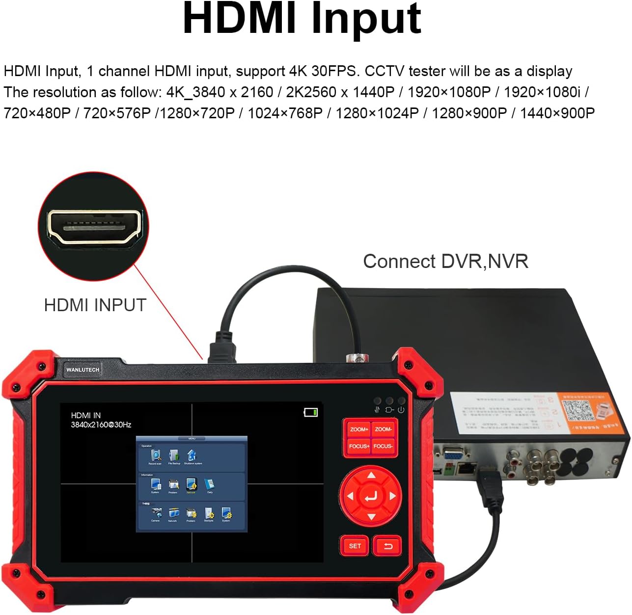 HD-2950 CCTV Camera Tester 8MP TVI CVI AHD CVBS Analog Camera Tester 5inch HDMI&VGA in PTZ Control Audio Test 12V Power Output