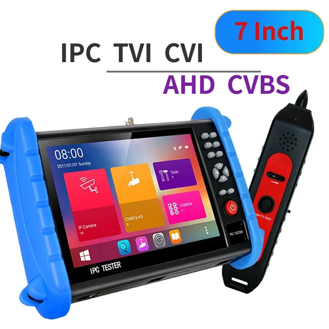 IPCX-ACT CCTV Tester H.265 4K 8MP IPC/ TVI /CVI /AHD /CVBS 7 Inch Touch Screen ALL-In-One Multi-Functional IPC Tester Support