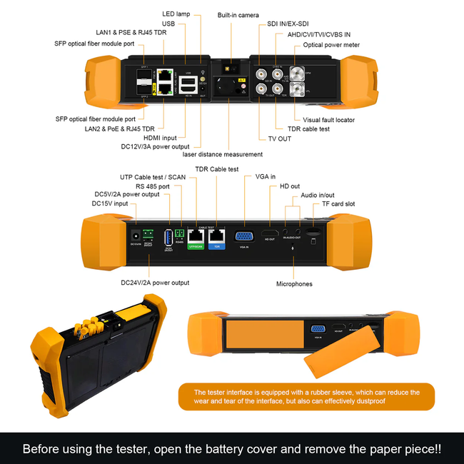 H20 Series 8 Inch All-in-One IP Camera Tester, 8K H.265 HDMI VGA SFP POE++ CCTV Tester 8MP CVI/ TVI/ AHD SDI Camera Test