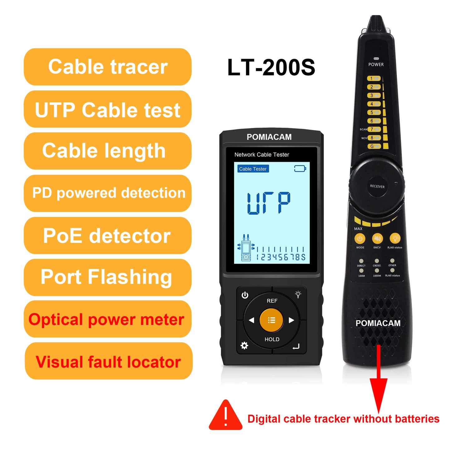 Network Cable Tester RJ45 RJ11 Cable Tracker Cable Detector Continuity Tester Network Tools Network Line Finder LT-200
