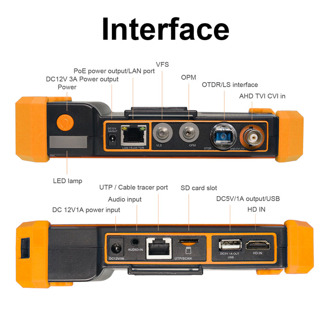 MT-5510C OTDR Test 1310/1550/1610nm optional 5.4"IPS IP/CVBS/AHD/TVI/CVI Camera CCTV tester Built-in Visual Fault Locator & Optical Power Meter with Cable Tracer