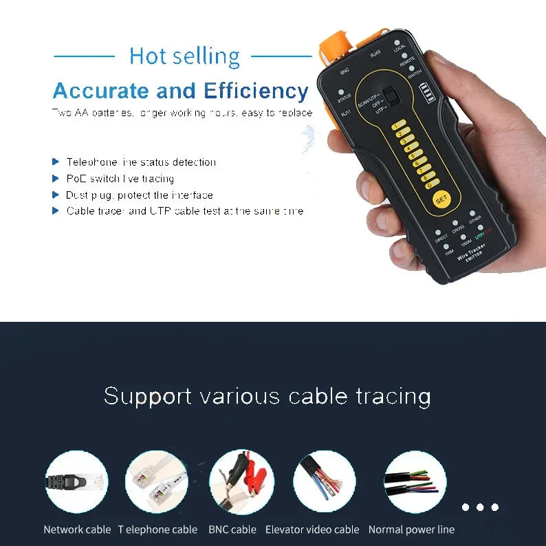 CT66 Tester LAN Network Cable Cat6 RJ11 RJ45 UTP Detector Telephone Wire Tracer Cable Tracker Ethernet Line Finder