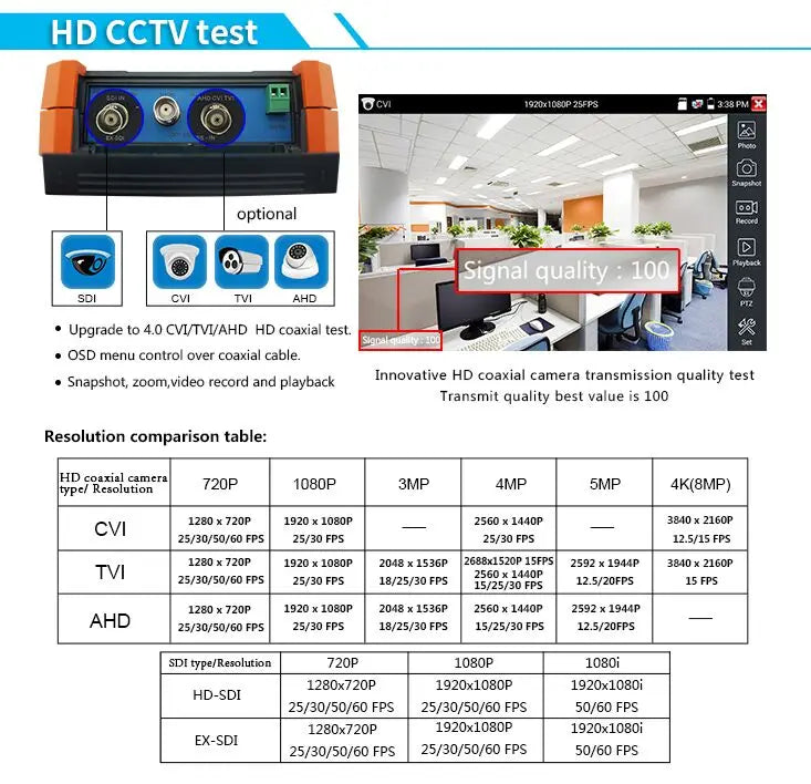 Handheld Tester Professional CCTV Camera X4 series H.265 4K 4 Inch Handheld 8MP CVI TVI AHD IP Analog H.265/H.264 CCTV Camera
