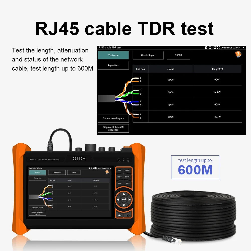 MOT-65C Multi-Function OTDR Fiber Optic Fiber Optic OTDR Tester 5.4'' Cable Tester VFL OPM OLS Dual Wavelength OTDR Fiber Tester