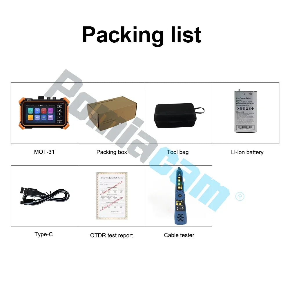 OTDR tester MOT-31C OTDR 4 inch OLED screen Handheld Multi-function OTDR Fiber Test Dual Wavelength 1310/1550,26/24dB dynamic