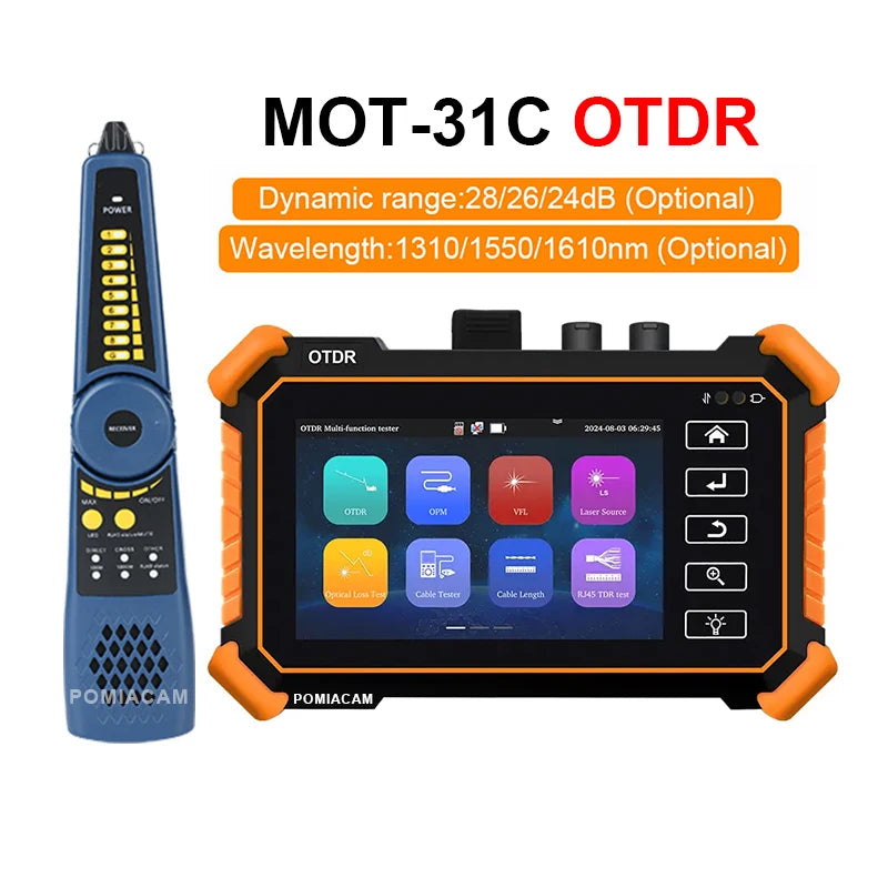 OTDR tester MOT-31C OTDR 4 inch OLED screen Handheld Multi-function OTDR Fiber Test Dual Wavelength 1310/1550,26/24dB dynamic