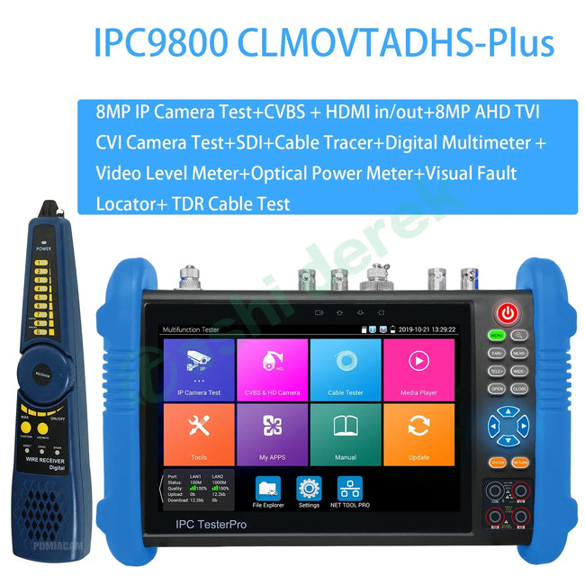 IPC-9800CLMOVTADHS plus 7-inch Touch Screen Monitor HDMI input&output VFL&OPM CCTV Tester IP Camera 8MP AHD TVI CVI Tester