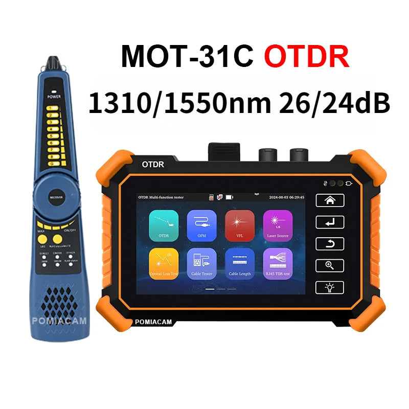OTDR tester MOT-31C OTDR 4 inch OLED screen Handheld Multi-function OTDR Fiber Test Dual Wavelength 1310/1550,26/24dB dynamic