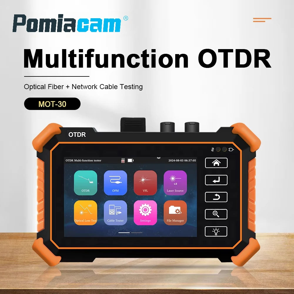 Professional OTDR Tester MOT-30, 1310/1550nm, 26/24dB, 4" IPS Screen, Visual fault locator, Optical power meter, UTP Test