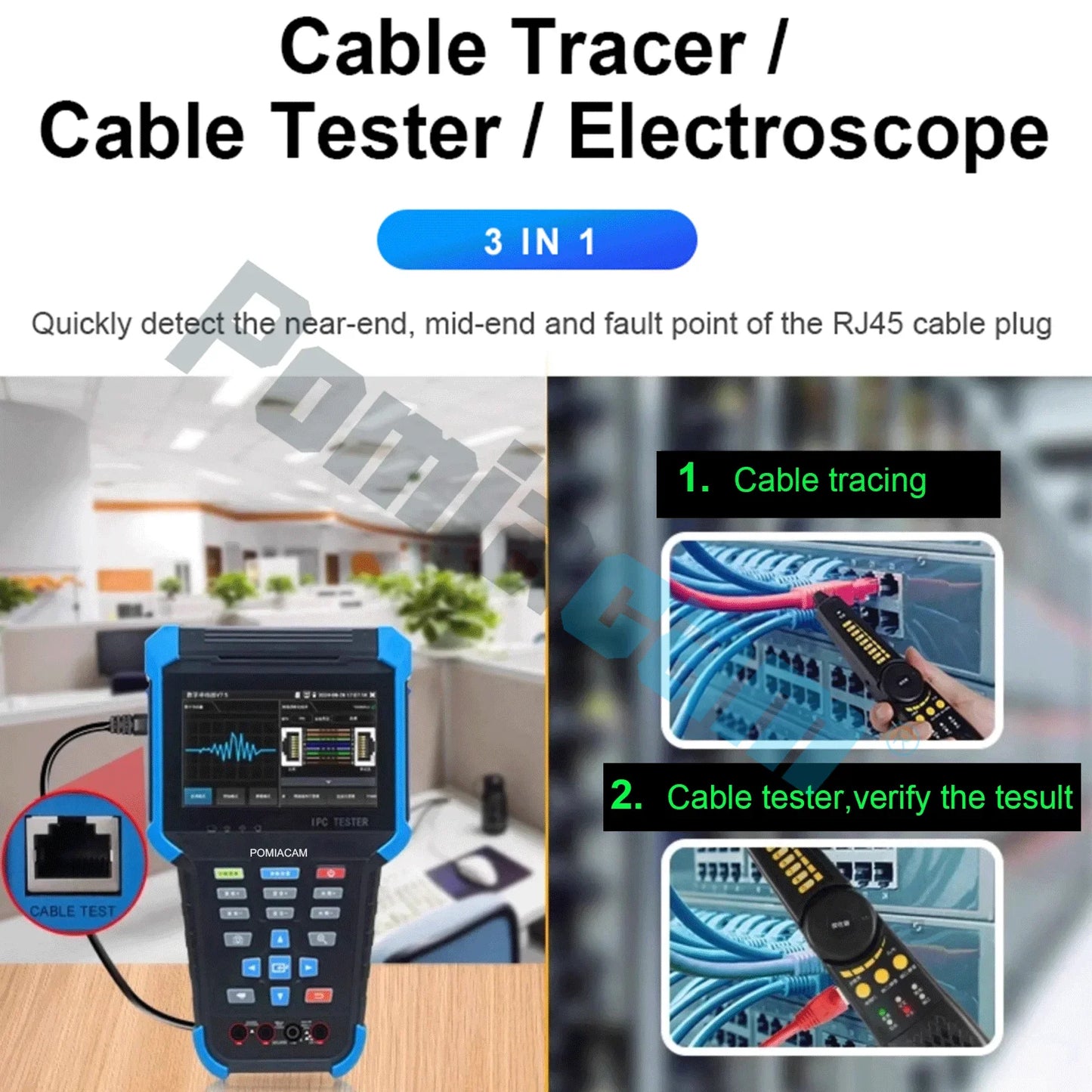 Multifunction OTDR, 4"Screen MOT-35C OTDR 1310/1550/1610nm Optional, 26/24dB Optional,DMM&OPM&VFL Cable tracer 4000mAh Battery