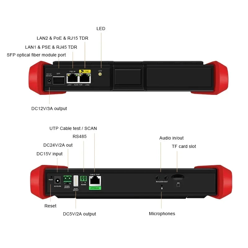 8 Inch IP Camera CCTV Tester  E88/E89  POE++ 90W SFP 4K IP H.265 RJ45 Netork Cable Tester 5200mAh Battery DC24V 2A Power Output