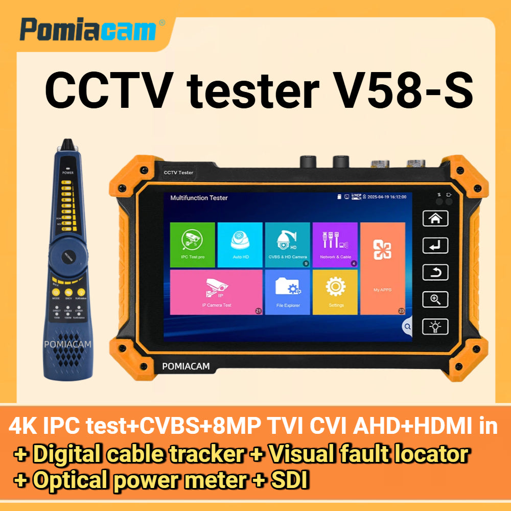 Professional 4K IP camera test All-in-One CCTV Tester, 5.55" Touch screen for IP Analog 8MP AHD TVI CVI Camera test HDMI in