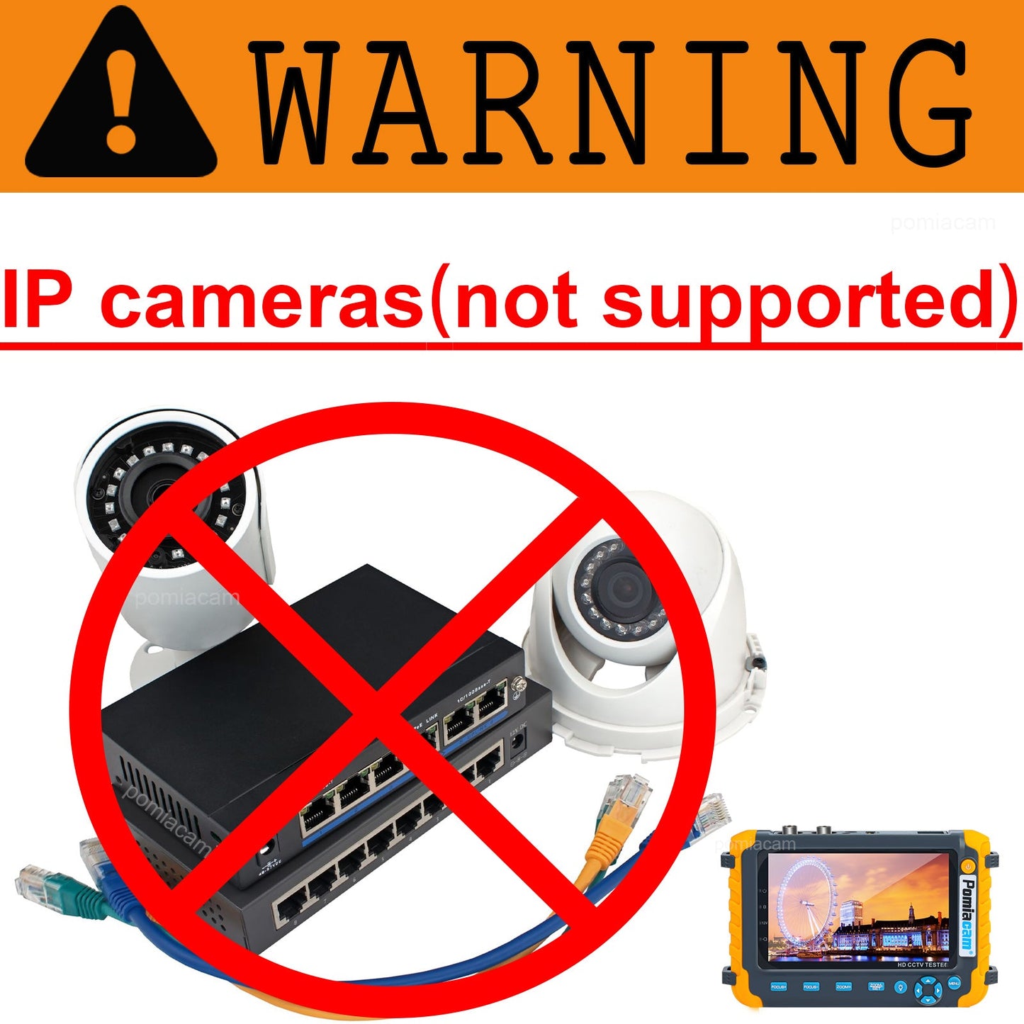 IV8W CCTV Camera Tester Monitor 8MP ADH CVI TVI CVBS 4 Ins 1 Cameras HD coaxial tester DC12V output power CCTV Tester Test Tool