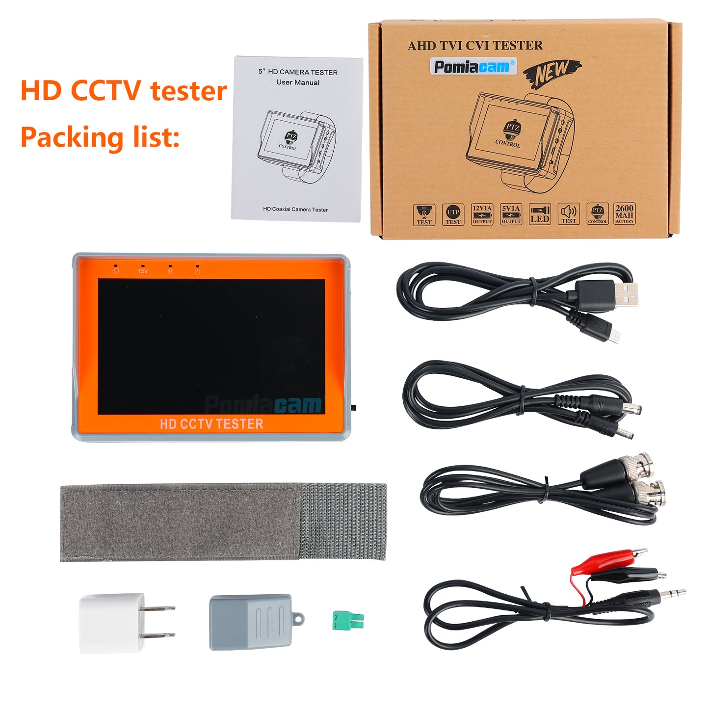 IV5 Mini Monitor 5inch Screen CCTV Tester Analog Camera 8MP TVI CVI AHD 1080P Portable AHD Monitor Support PTZ CCTV Tester Camera