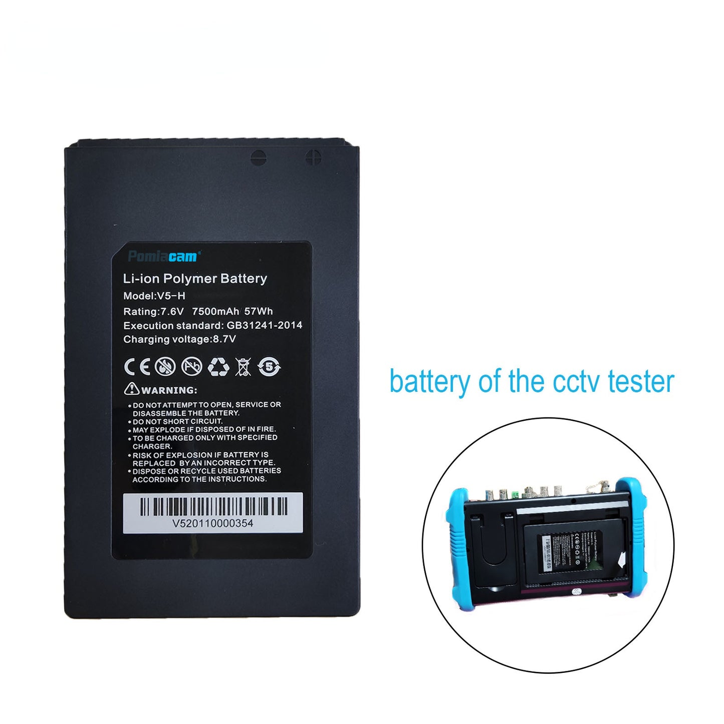 Battery of IPC9800 Series CCTV Tester Camera Tester IPC-9800 Plus,IPC-9800ADH Plus,IPC-9800ADHS Plus,IPC-9800MOVTADHS Plus 7.6V 7500mAh 57Wh Battery Li-ion Polymer Battery V5 of CCTV Monitor
