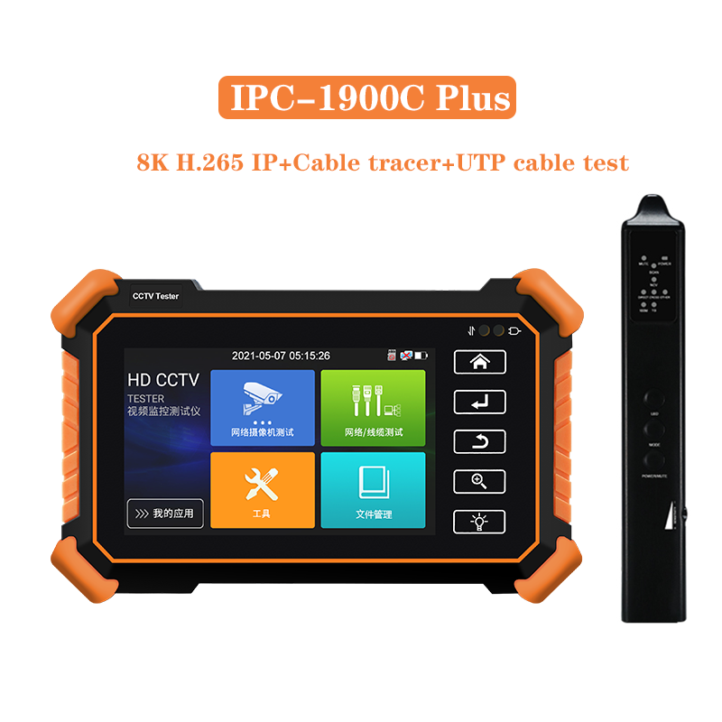 CCTV Tester,IPC-1910C Plus with Cable Tracer 8MP AHD CVI TVI CVBS IP Camera Test 8K HD Display Video Monitor 4 inch IPS Touch Screen IPC Tester Support H.265 POE PTZ WiFi RS485 Replace