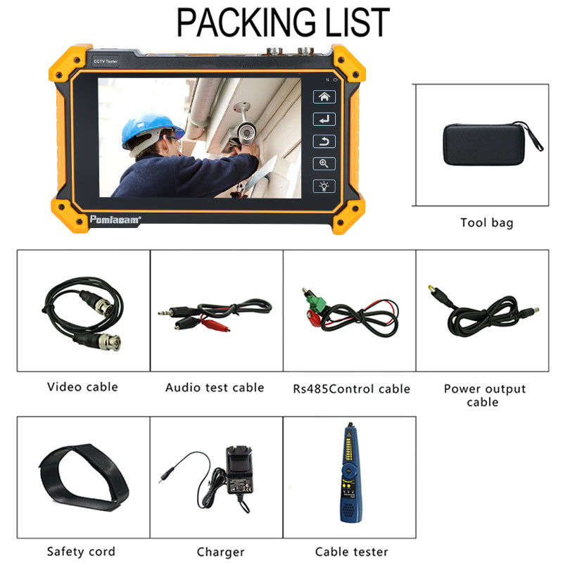 IPC-52RC Plus 4K HD Input 5inch Touch Screen Coaxial HD Tester Monitor 8MP AHD TVI CVI IP SDI HDMI VGA Input Analog CCTV Test POE DC12V Output