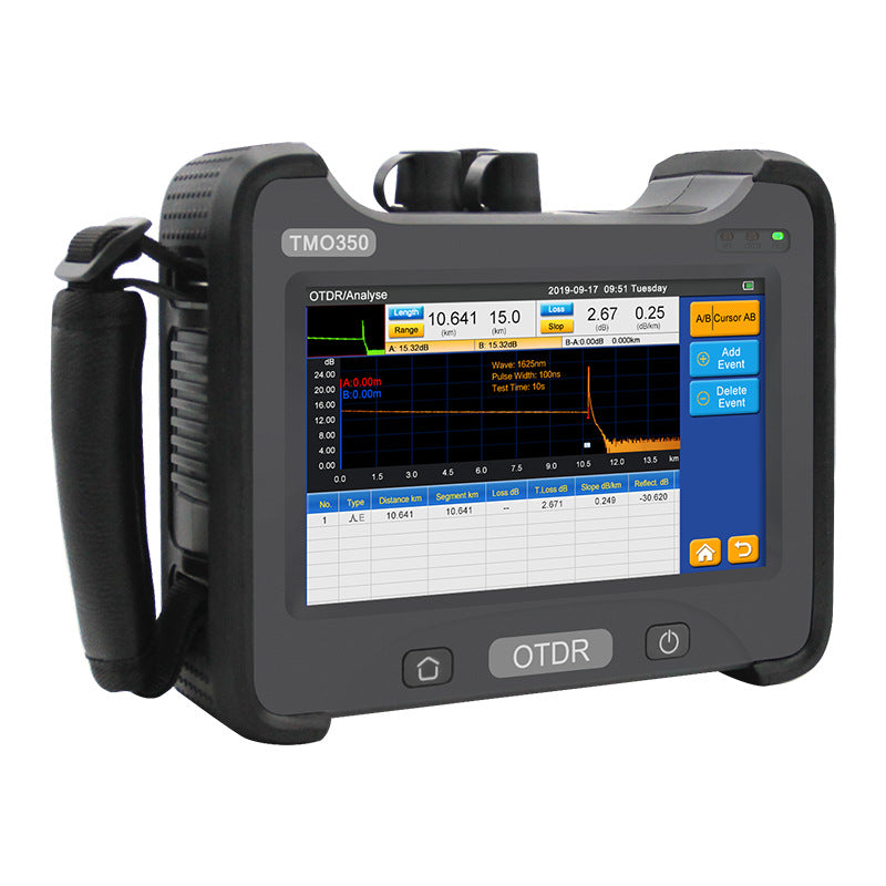 7inch TOUCH SCREEN OTDR Optical Time-domain Reflectometer 1310/1550nm Four Wavelength Single Multimode Integrated TMO350
