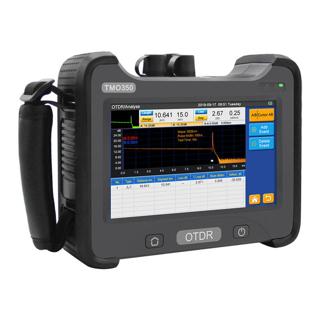 7inch TOUCH SCREEN OTDR Optical Time-domain Reflectometer 1310/1550nm Four Wavelength Single Multimode Integrated TMO350