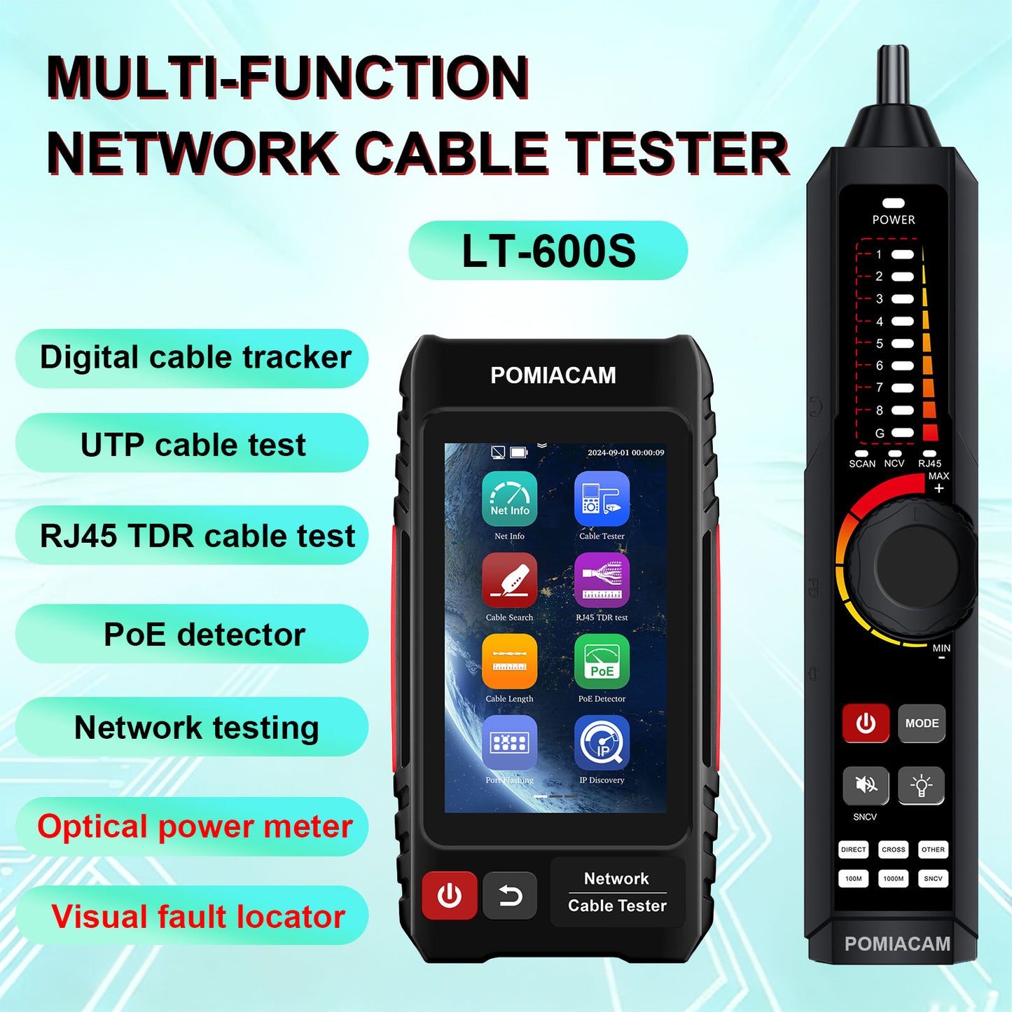 LT-600 series Network Cable Tester RJ45 Tester Lan Tester 4 inch IPS touch screen Tool Kit