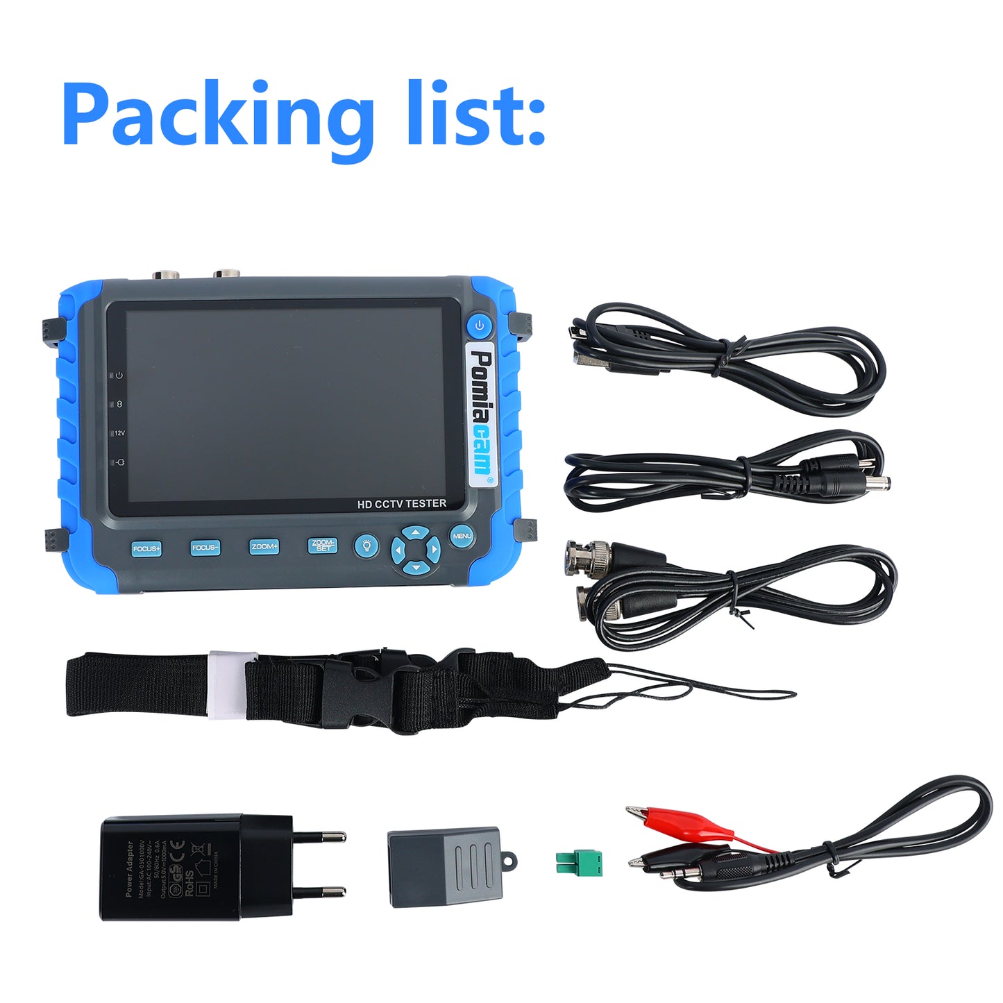 HD Coaxial Camera Tester CCTV Tester Monitor IV8C Support 8MP CVBS AHD TVI CVI 4-In-1 Tester 5 Inch Screen with PTZ Controller