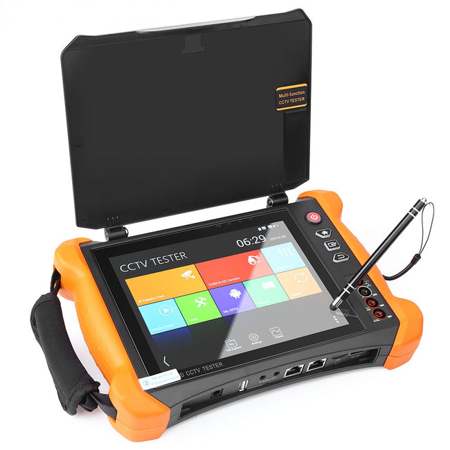 HD CCTV Camera Tester X9MOVTADHS Full Features 8 Inch 2K Retina Display with Anti-Sunlight Cover HD CCTV Tester with 8MP CVI TVI AHD 8MP EX-SDI HD-SDI 3G-SDI IP Camera Supports RJ45 Cable TDR Test