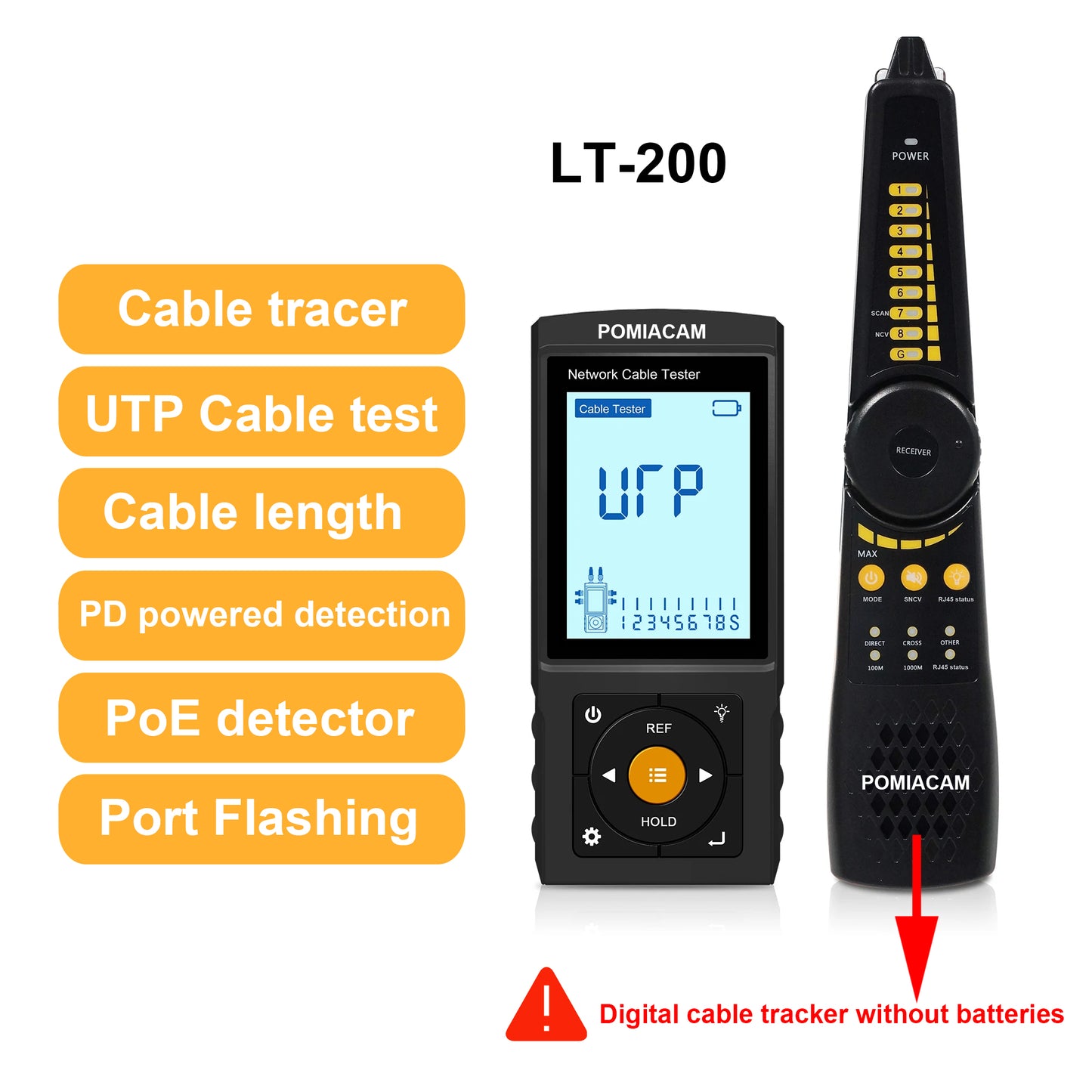 Network Cable Tester RJ45 RJ11 Cable Tracker Cable Detector Continuity Tester Network Tools Network Line Finder LT-200