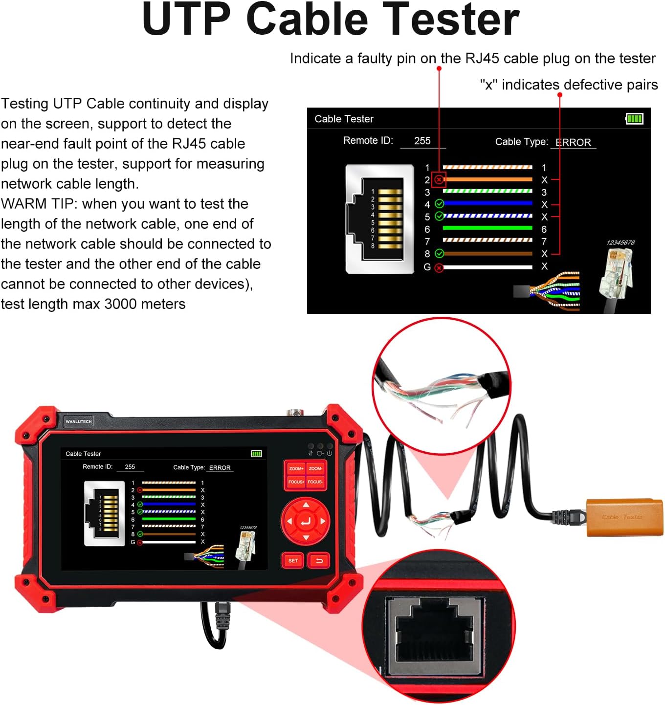 HD-2950 CCTV Camera Tester 8MP TVI CVI AHD CVBS Analog Camera Tester 5inch HDMI&VGA in PTZ Control Audio Test 12V Power Output
