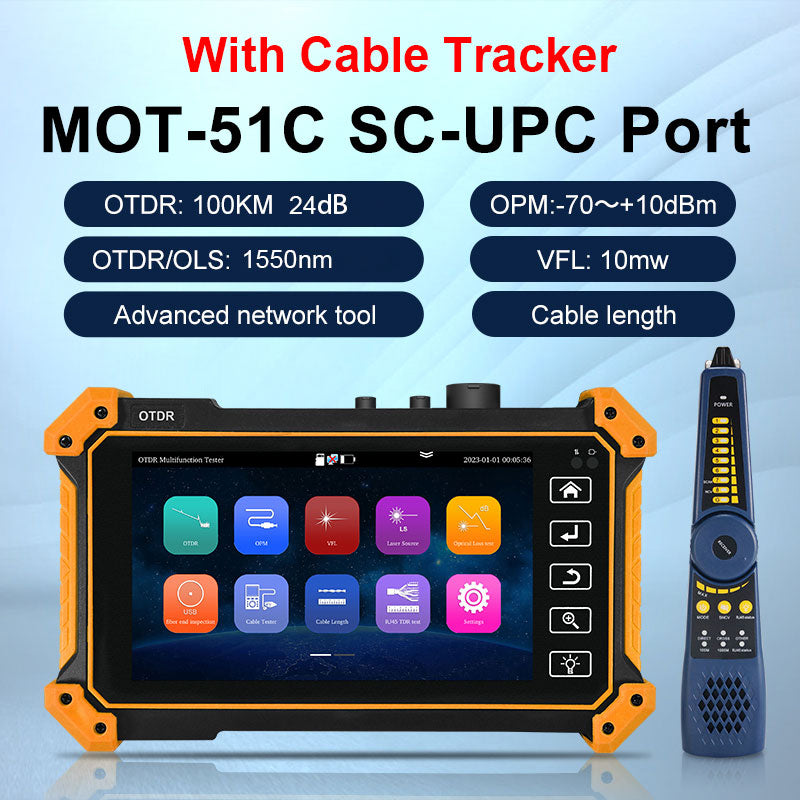 Multifunction MOT-51 OTDR Tester 5.55''Screen OTDR OPM VFL Optic Time-domain Reflectometer Fibre Optic Tester Optical Power Meter