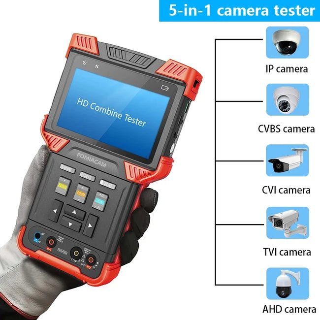 DT-T73 CCTV Tester Monitor 5-in-1 H.265/H.264 IP Camera Tester Support Analog CVI TVI AHD3.0 Camera /ONVIF/Digital Multimeter
