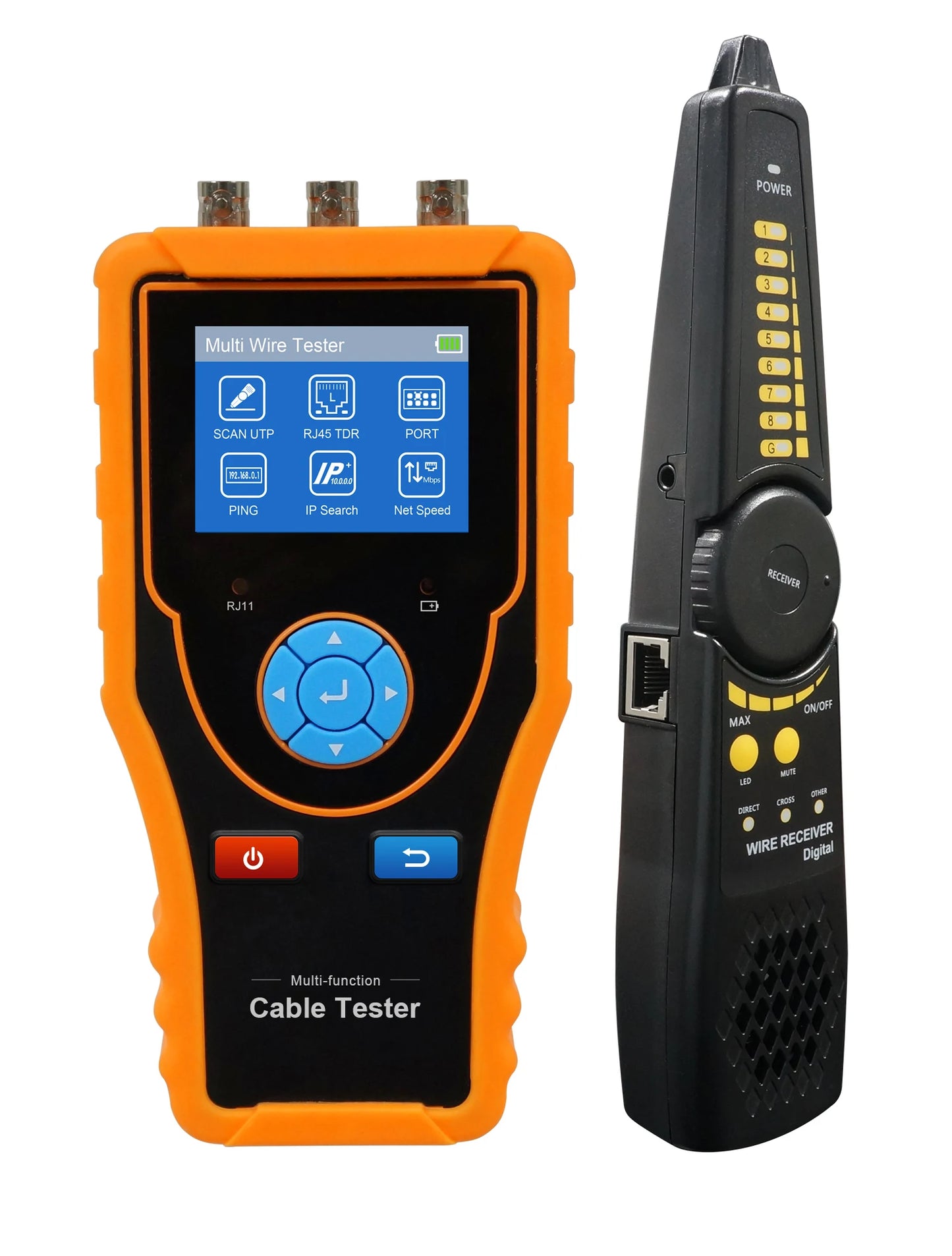 LT-1200 Cable Tracer 2.4 Inch Network Cable Tester RJ45 RJ11 BNC Cable Digital Wire Tracer Tracker with Port Flicker Ping Test