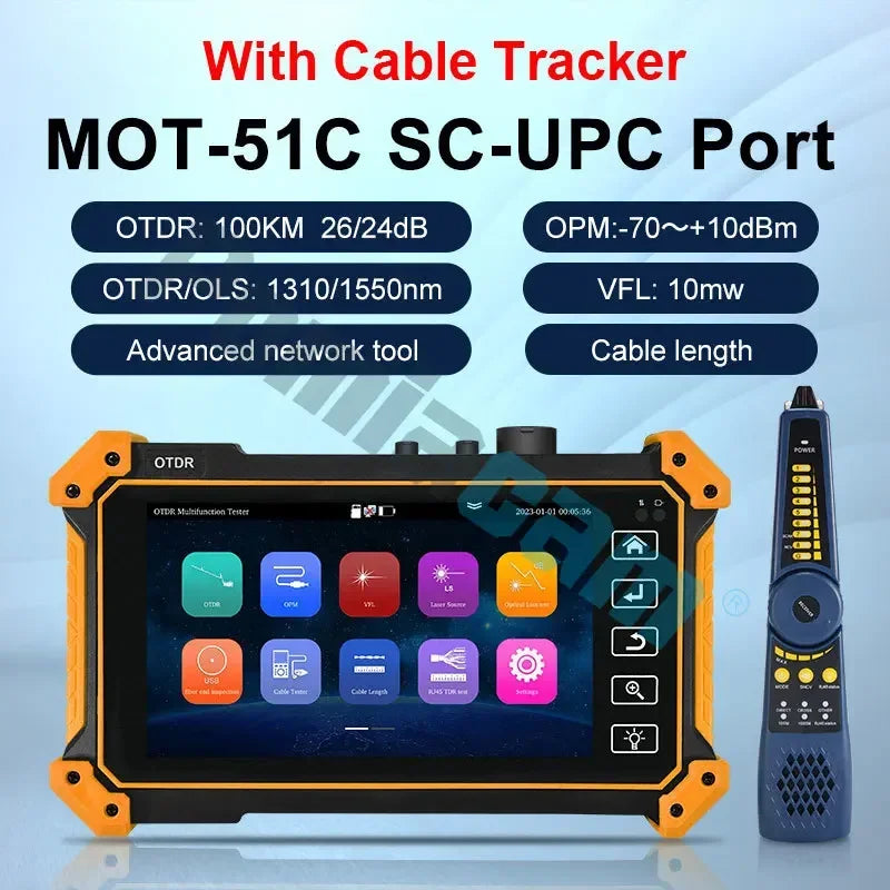 Multifunction MOT-51 OTDR Tester 5.55''Screen OTDR OPM VFL Optic Time-domain Reflectometer Fibre Optic Tester Optical Power Meter