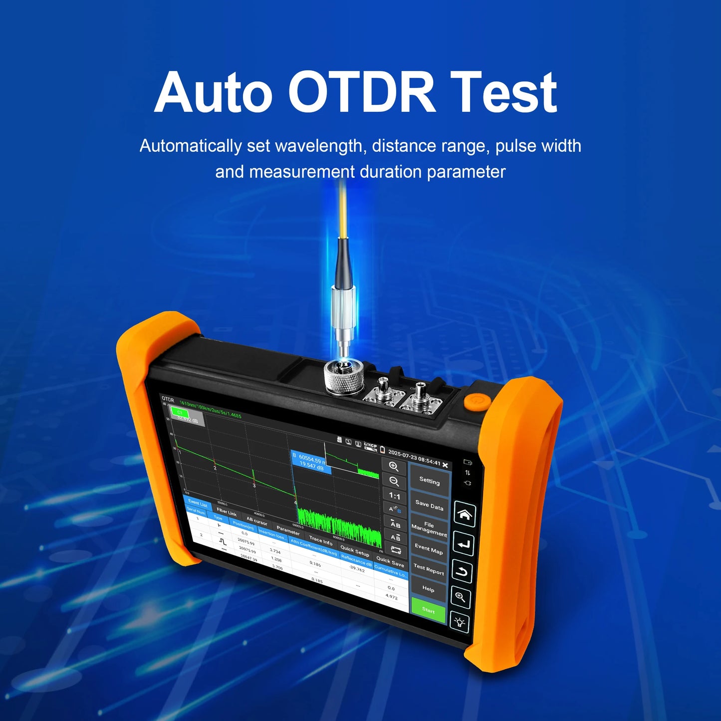 Multi-Function OTDR Fiber Tester Optic Reflectometer 7 inch MOT-73 1310/1550nm 1610nm with OPM VFL LS UTP LAN Event Map