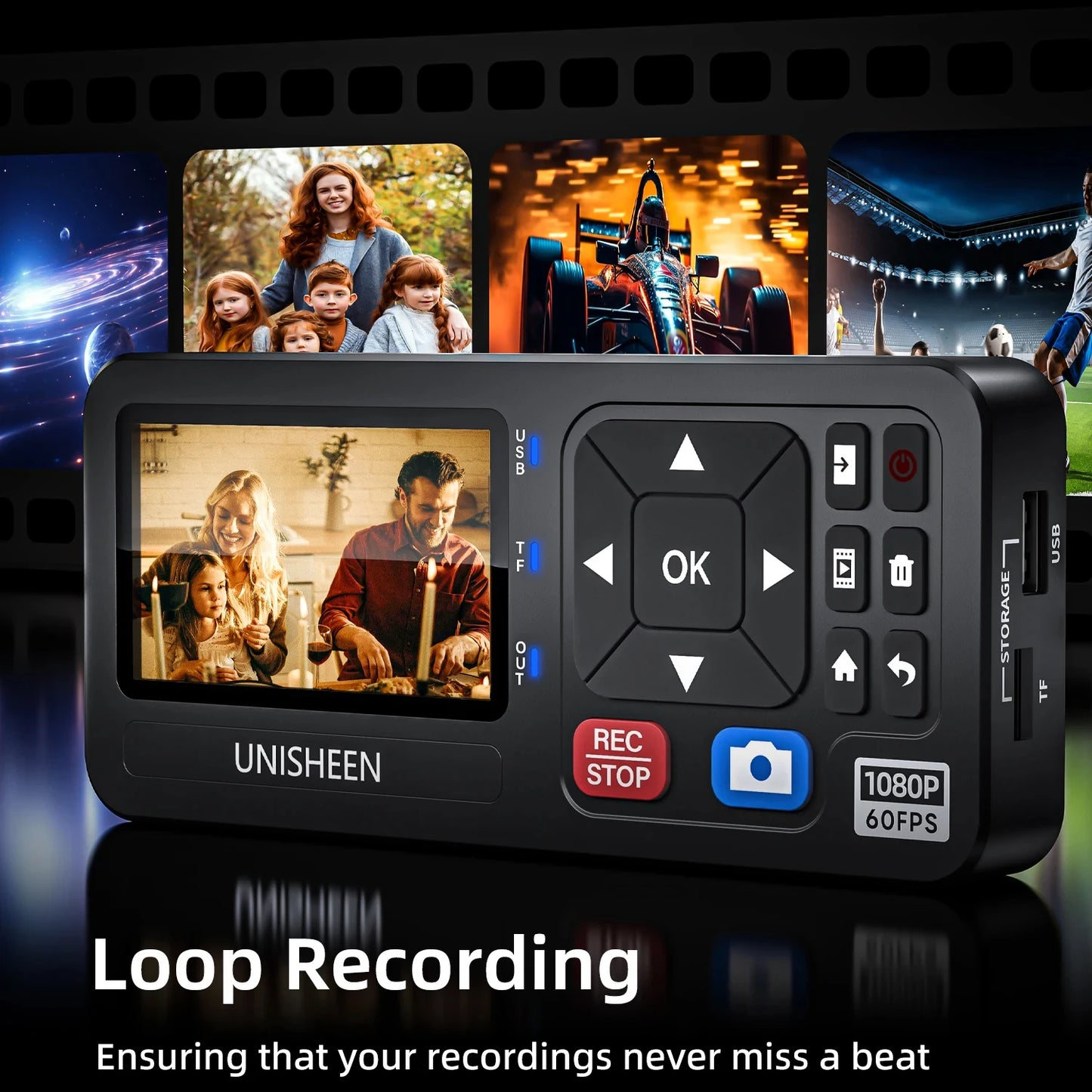 UR500A-M HD Video Capture Box 1080P Video to Digital Converter with 3" Screen, 4K HDMI/CVBS/VGA/YPBPR Inputs Video Recorder