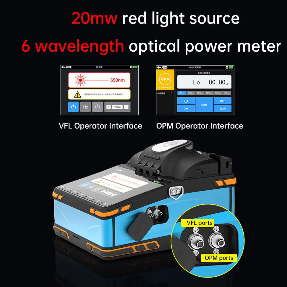K5  Fiber Optic Fusion Splicer 6 Motors Core Alignment Splicing Machine 7800mAh Battery Fast Splicing 6s 5inch Screen 3 Fiber