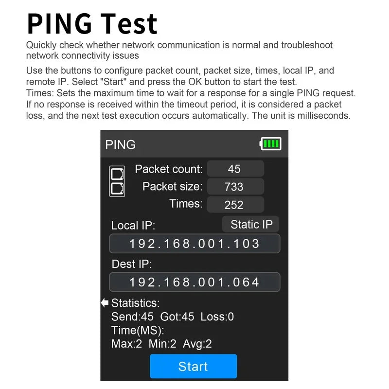 LT-500S 2.8-inch 2.5G 10G Network Analyzer RJ45 Tracer TDR Length PoE Port Flashing Speed Detection IP Scan PING OPM VFL