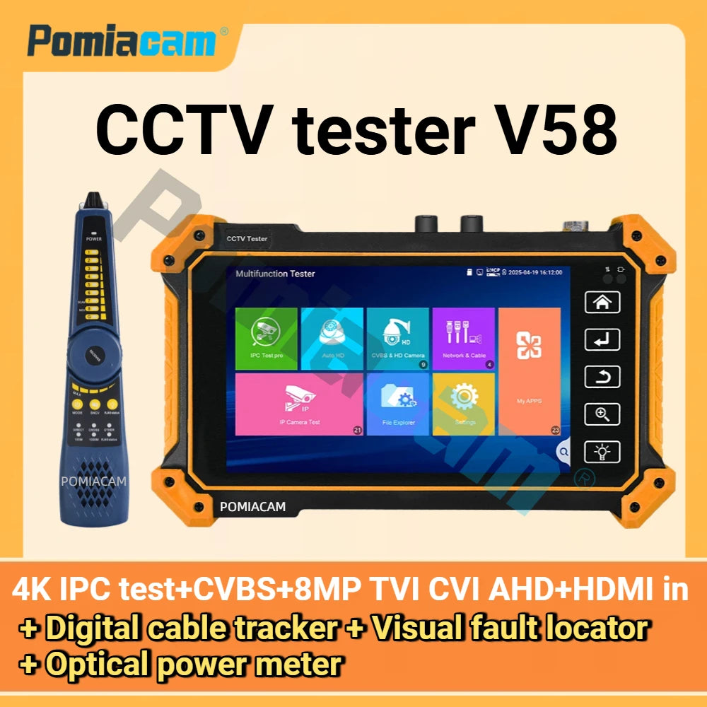 Professional 4K IP camera test All-in-One CCTV Tester, 5.55" Touch screen for IP Analog 8MP AHD TVI CVI Camera test HDMI in