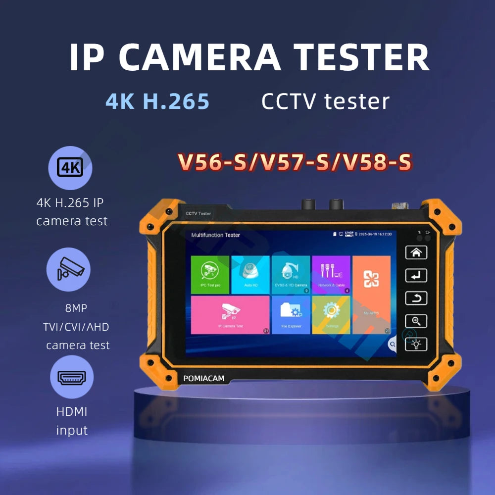 Professional 4K IP camera test All-in-One CCTV Tester, 5.55" Touch screen for IP Analog 8MP AHD TVI CVI Camera test HDMI in