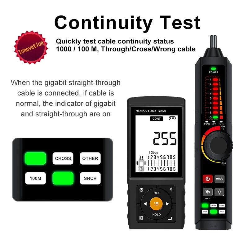LT-300S 3 inch Network Cable Tester LAN RVV Telephone Wire Tracker Tracer for UTP RJ45 RJ11 BNC Detector Rechargeable Line Finder