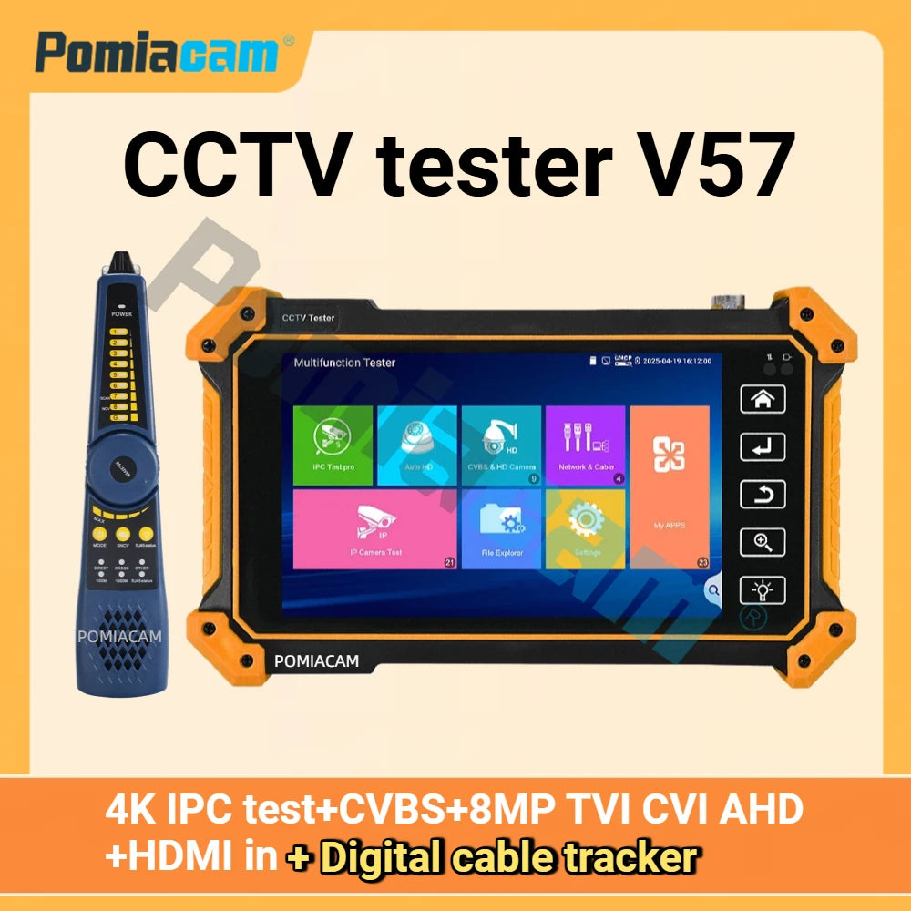 Professional 4K IP camera test All-in-One CCTV Tester, 5.55" Touch screen for IP Analog 8MP AHD TVI CVI Camera test HDMI in