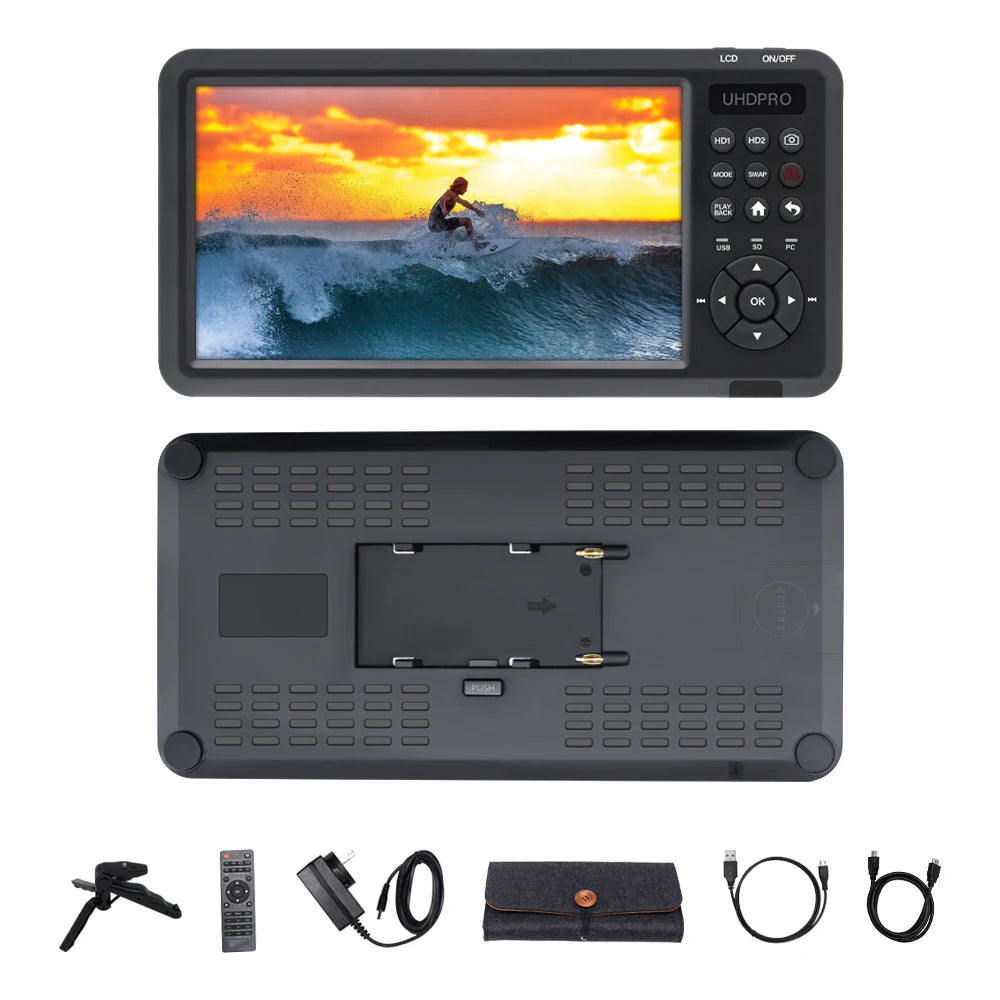 7inch Screen Video Capture Box 2 Channel HDMI Recorder Battery Socket Tape CVBS AV RCA SVideo DVI VGA YPbPr 1080p HD 4k UR500 UR500A