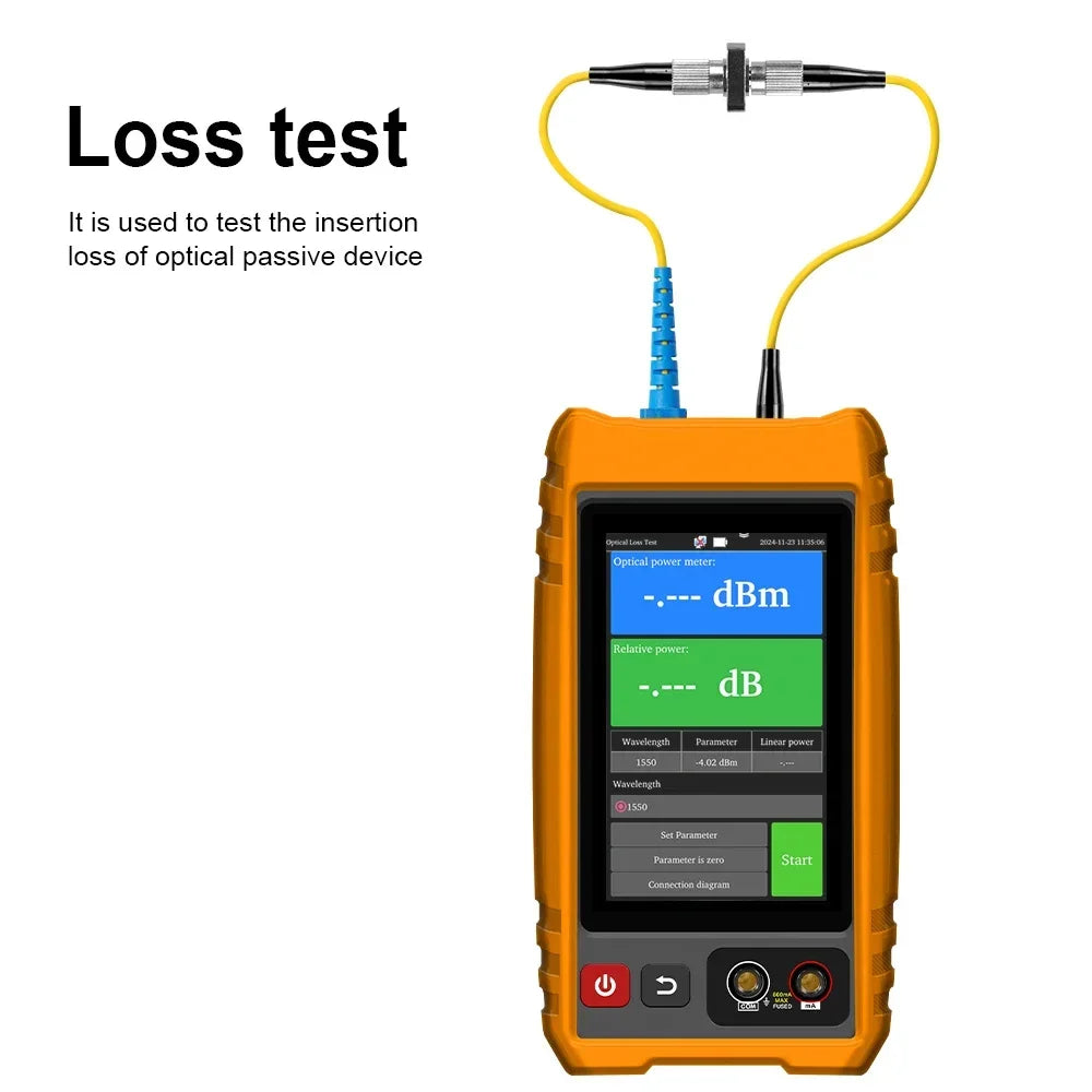 MOT-33C Portable OTDR Tester Fibre Optic and Network Cable Testing Tool Fiber Optic Reflectometer With 4 inch Touch Screen