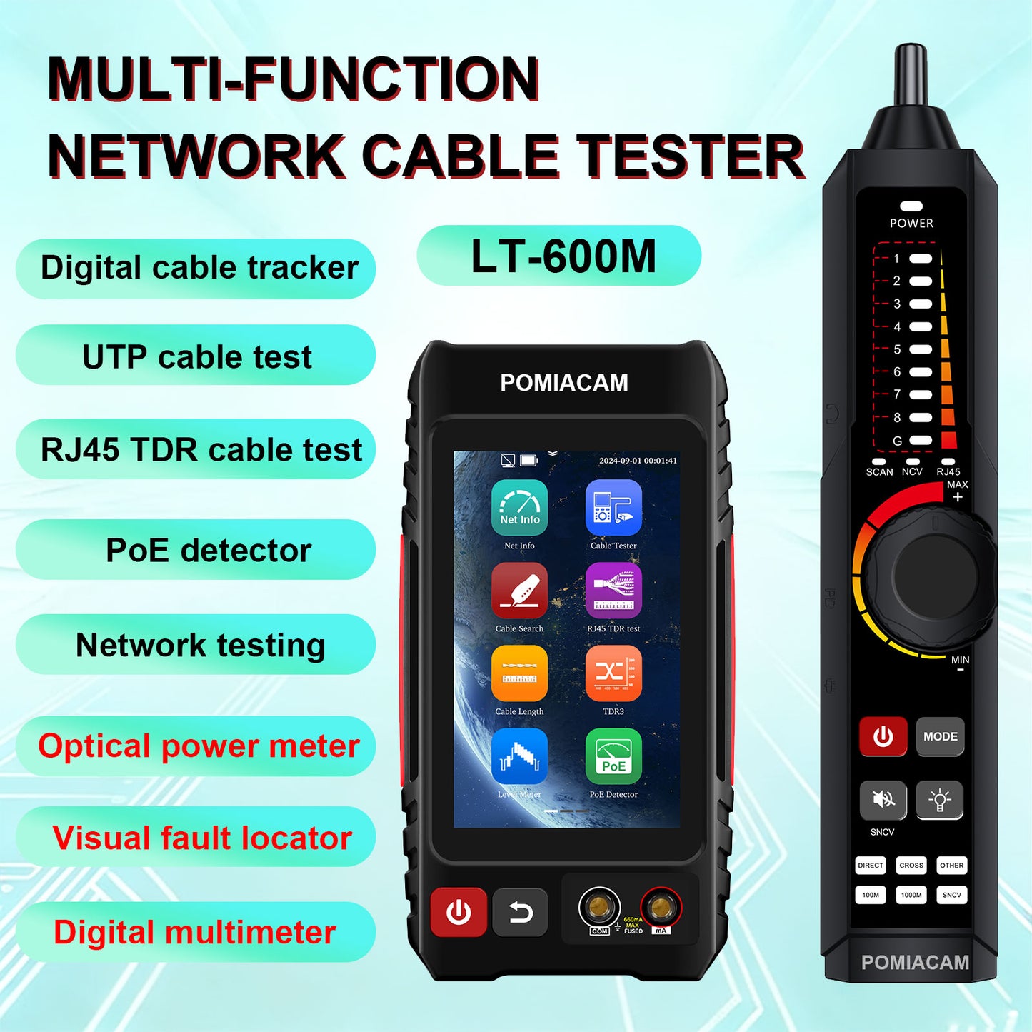 LT-600 series Network Cable Tester RJ45 Tester Lan Tester 4 inch IPS touch screen Tool Kit
