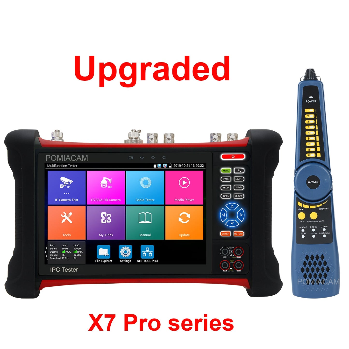 X7-MOVTADHS Pro 7 inch CCTV Tester 8K H265 IP/8MP TVI CVI AHD/Analog camera tester All In One Monitor with HDMI in/out, VGA input