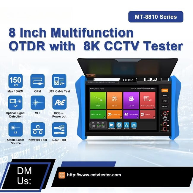 MT8810 Series  8Inch OTDR, 8K IPC TESTER Wavelength & Dynamic Range1310/1550 30/28 VGA Input& HDMI Input/Output